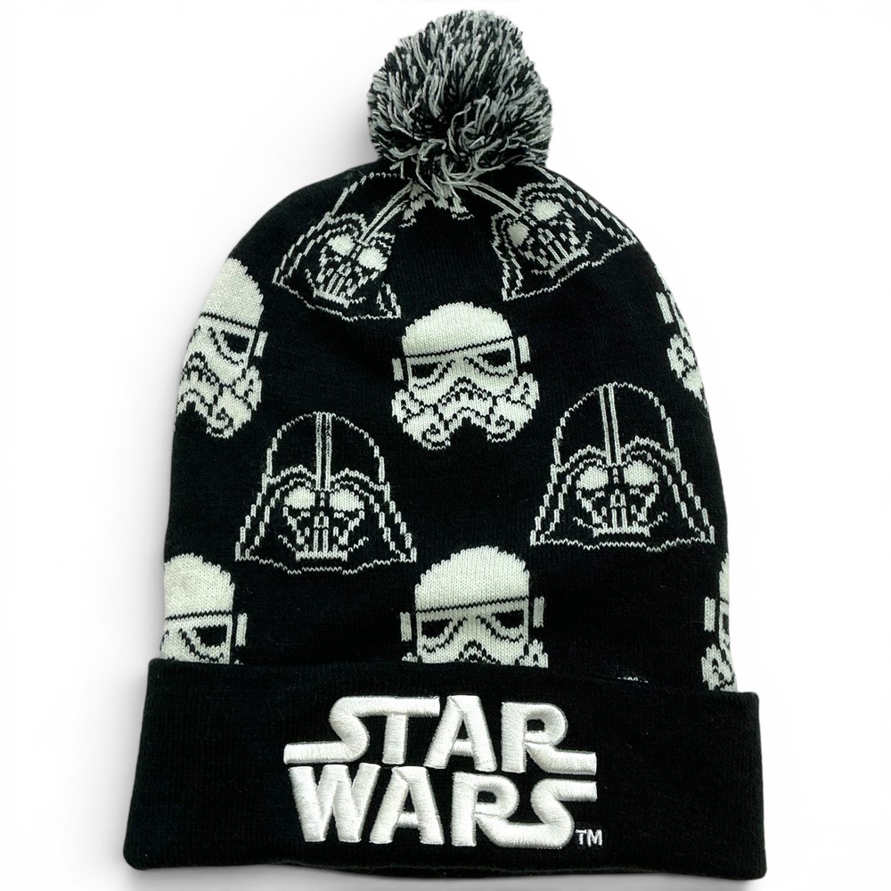 Loungefly Black Star Wars Beanie Unisex One Size Darth Vader Stormtrooper Pom